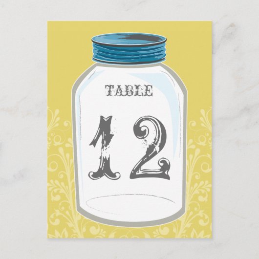 Vintag Mason Jar Tischnummer Card (Vorderseite)