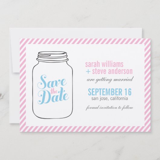 Vintag Mason Jar Wedding Save the Date Einladung (Vorderseite)