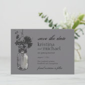 Vintag Mason Jar & Wild Blume Save the Date (Stehend Vorderseite)