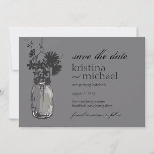 Vintag Mason Jar & Wild Blume Save the Date