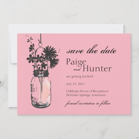 Vintag Mason Jar & Wild Blume Save the Date (Vorderseite)