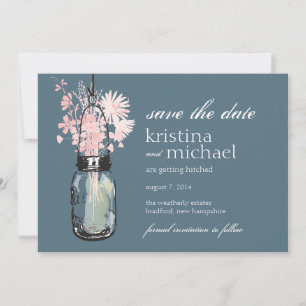 Vintag Mason Jar & Wild Blume Save the Date