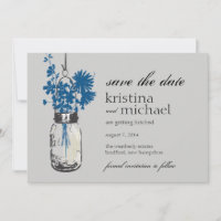 Vintag Mason Jar & Wild Blume Save the Date