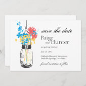 Vintag Mason Jar & Wild Blume Save the Date (Vorne/Hinten)