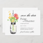 Vintag Mason Jar & Wild Blume Save the Date (Vorne/Hinten)