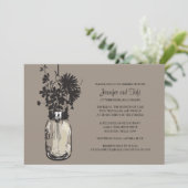 Vintag Mason Jar & Wilde Blume Probe Dinner Einladung (Stehend Vorderseite)
