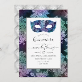 Vintag Masquerade Damask Quinceañera Einladung