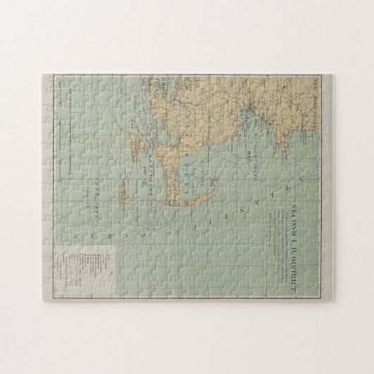 Vintag Massachusetts Lighthouse Map (1898) Puzzle (Horizontal)