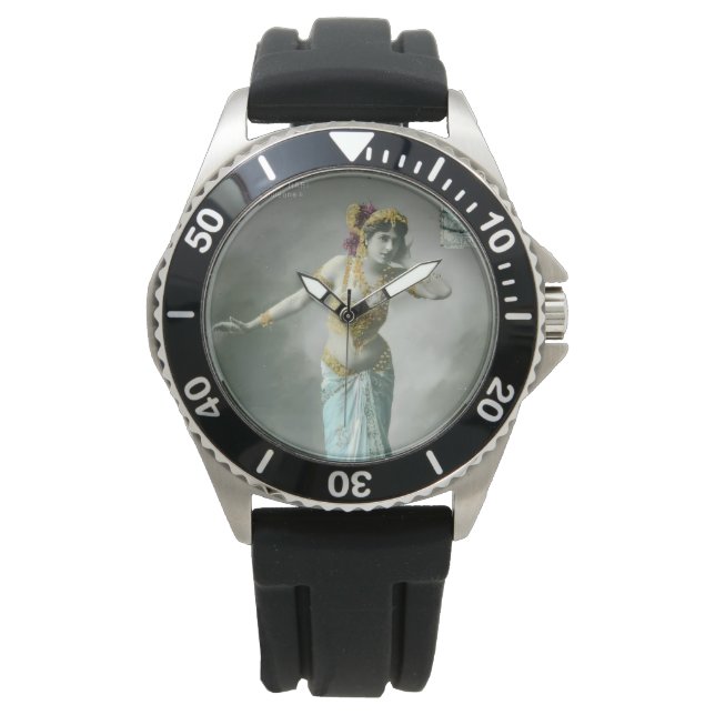 Vintag Mata Hari Postcard Armbanduhr (Vorderseite)