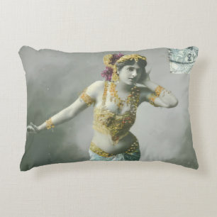 Vintag Mata Hari Postcard Dekokissen