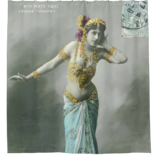 Vintag Mata Hari Postcard Duschvorhang