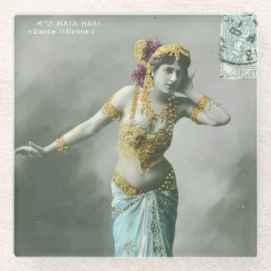 Vintag Mata Hari Postcard Glasuntersetzer (Vorderseite)