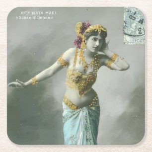 Vintag Mata Hari Postcard Rechteckiger Pappuntersetzer