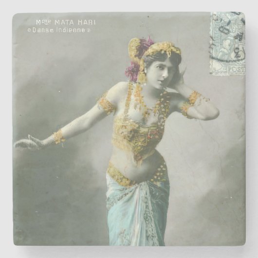 Vintag Mata Hari Postcard Steinuntersetzer (Vorderseite)