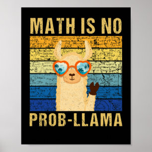 Vintag Mathe ist No Prob Llama Math Llama Lehrer Poster