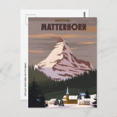 Vintag Matterhorn Schweiz Reisen Aquarell Postkarte (Vorne/Hinten)