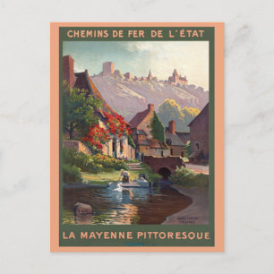 Vintag Mayenne France Bahn Frankreich Reisen Postkarte