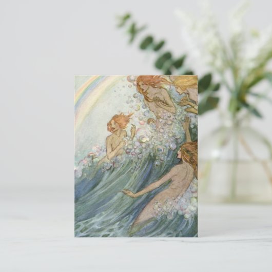 Vintag - Meerjungfrauen und ein Regenbogen, Postkarte (Stehend Vorderseite)