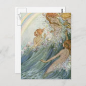 Vintag - Meerjungfrauen und ein Regenbogen, Postkarte (Vorne/Hinten)