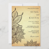 Vintag Mehendi Henna Indian Wedding Einladung (Vorderseite)