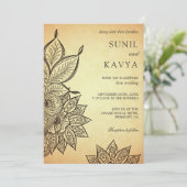 Vintag Mehendi Henna Indian Wedding Einladung (Stehend Vorderseite)