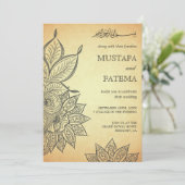 Vintag Mehendi Henna Islamische Hochzeit Einladung (Stehend Vorderseite)