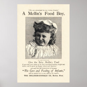 Vintag Mellins Baby Food Ad aus dem Jahr 1892 Poster