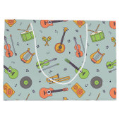 Vintag Melodies | Muster eines Retro-Musikinstrume Große Geschenktüte (Rückseite)