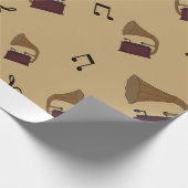 Vintag Melody Gramophone Music Pattern Geschenkpapier (Ecke)