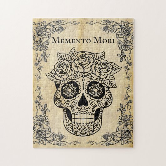 Vintag Memento Mori Skull Puzzle (Vertikal)