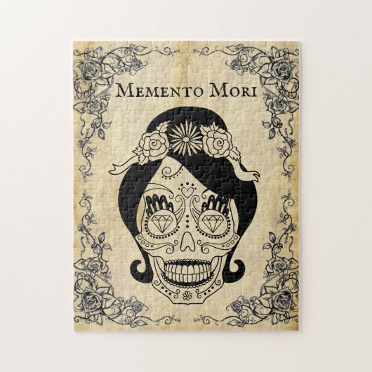 Vintag Memento Mori Woman Skull Puzzle (Vertikal)
