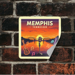 Vintag Memphis Tennessee Quadratischer Aufkleber