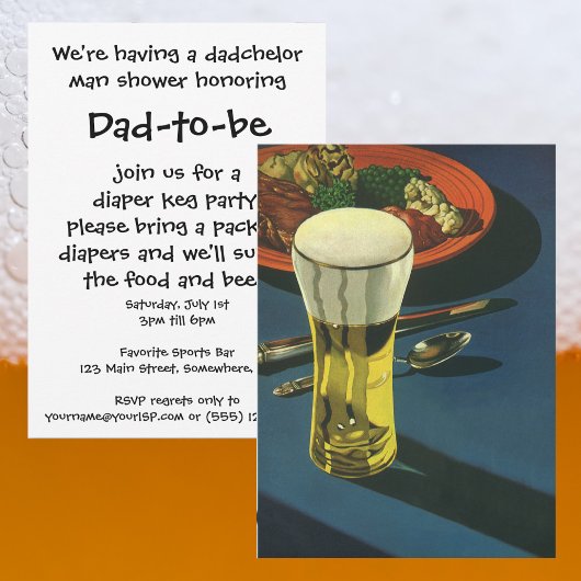 Vintag Men Baby Dusche Dadchelor Party Einladung