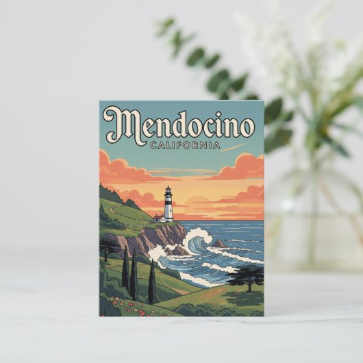 Vintag Mendocino Postkarte (Stehend Vorderseite)