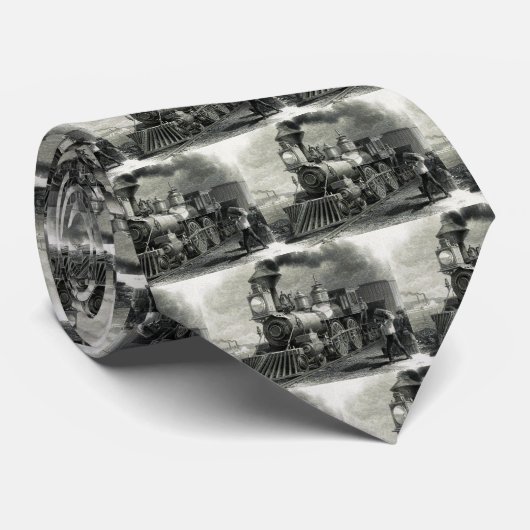 Vintag Mens Steam Motor Train Krawatte (Gerollt)