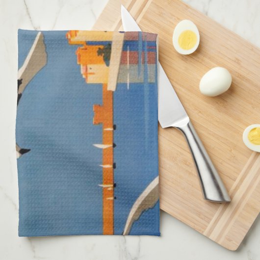 Vintag Menton CoTe D'azur Geschirrtuch (Viertel Falte)