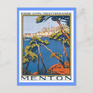 Vintag Menton Frankreich Postkarte