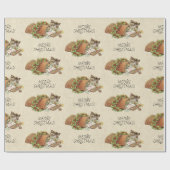 Vintag Meowy Weihnachtskatze Niedliches Muster Geschenkpapier (Flach)