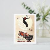 Vintag Mercedes Benz Ski Ad Postkarte (Stehend Vorderseite)