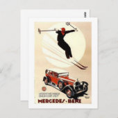 Vintag Mercedes Benz Ski Ad Postkarte (Vorne/Hinten)