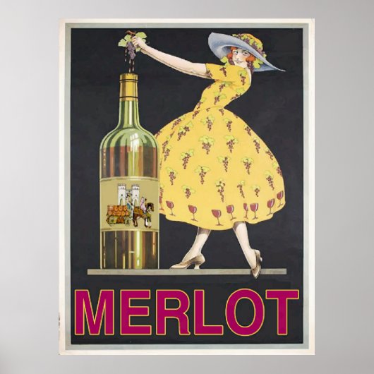 Vintag Merlot Wine Maid Poster (Vorne)
