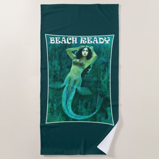 Vintag Mermaid Beach Ready Beach Handtuch (Vorderseite)