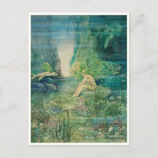 Vintag Mermaid Girl von Helen Jacobs Postkarte (Vorderseite)