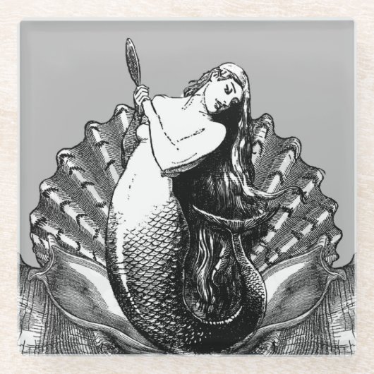 Vintag Mermaid Glasuntersetzer (Vorderseite)