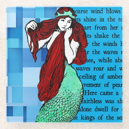 Vintag Mermaid Glasuntersetzer (Vorderseite)