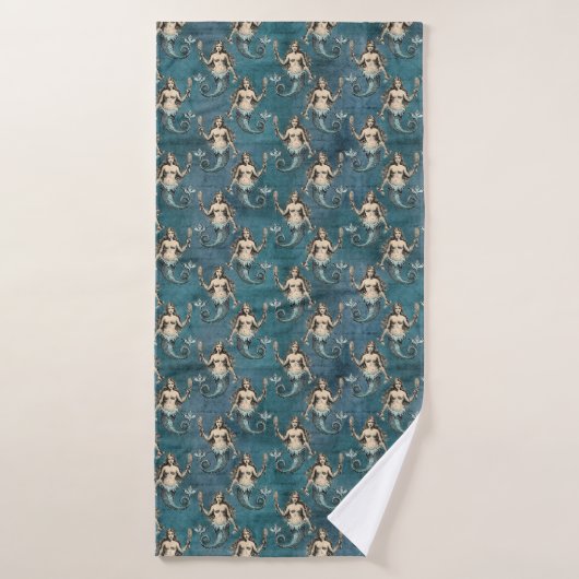 Vintag Mermaid Muster Badehandtuch (Badehandtuch)