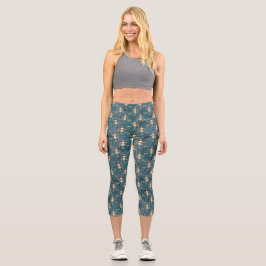 Vintag Mermaid Muster Capri Leggings