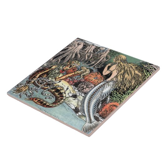 Vintag Mermaid & Octopi Fliese (Seite)