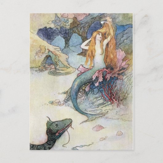 Vintag Mermaid Postkarte (Vorderseite)