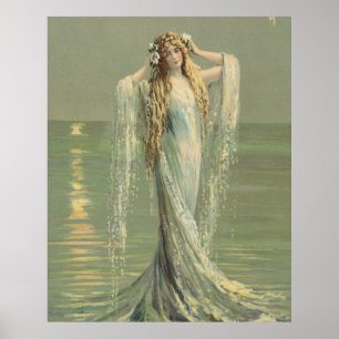 Vintag Mermaid Sea Nymph Poster Print